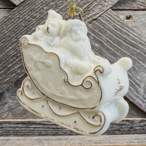 St. Nicholas Square, Santa’s Sleigh and Toys Porcelain Ornament, Original Box - Picture 8 of 9